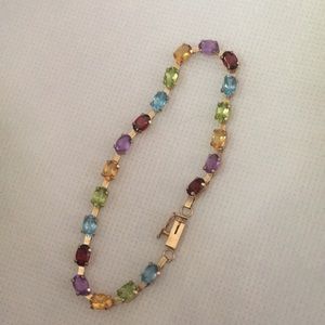 11.89 TCW Multi-Gemstones 10k Tennis Bracelet